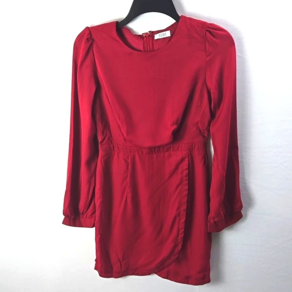 Tobi Vibrant Red Long Sleeve Dress Sz M‎